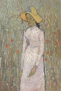 Vincent Van Gogh Young Girl Standing against a Background of Wheat (nn04) oil painting reproduction